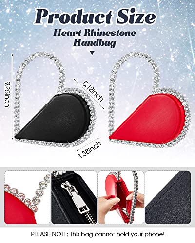 2 Pcs Evening Clutch Bag Mini Heart Shape Purse Rhinestone Diamond Clutch Wedding Party Purse Handbag for Women