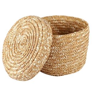 smala wheat straw woven storage basket storage basket innovative basket rustic natural brown finish storage decorative basket(medium )