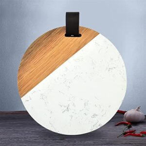 GULRUH Wood Cutting Boards for Kitchen, Round Solid Wood Marble Splicing Kitchen Chopping Board