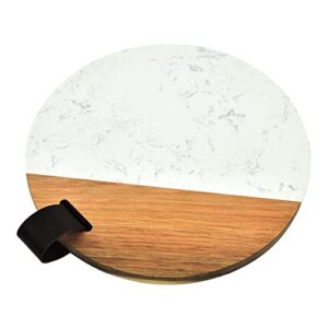 GULRUH Wood Cutting Boards for Kitchen, Round Solid Wood Marble Splicing Kitchen Chopping Board