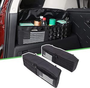 llkuang trunk organizer tray fit for toyot@ fj cruiser 2007-2021 oxford cloth multifunction storage box rear storage organizer multi-compartment,1pcs (black+american flag, left and right)