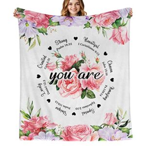 birthday gifts for women blanket, inspirational gifts for women, mom, friend for unique birthday religious gifts christian gifts for women 60x50in cozy soft flannel throw blanket