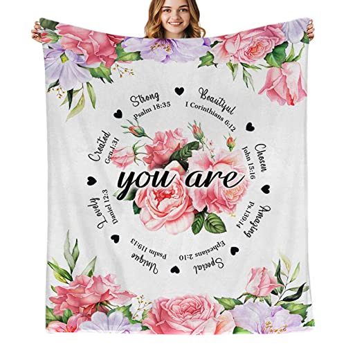 Birthday Gifts for Women Blanket, Inspirational Gifts for Women, Mom, Friend for Unique Birthday Religious Gifts Christian Gifts for Women 60x50in Cozy Soft Flannel Throw Blanket