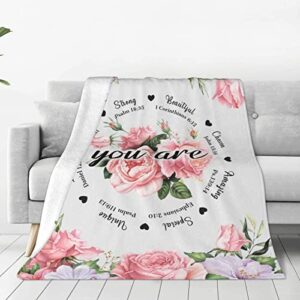 Birthday Gifts for Women Blanket, Inspirational Gifts for Women, Mom, Friend for Unique Birthday Religious Gifts Christian Gifts for Women 60x50in Cozy Soft Flannel Throw Blanket