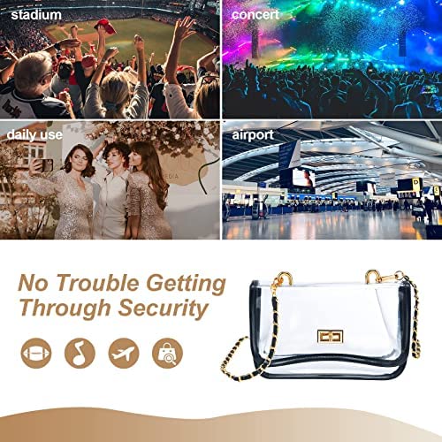 Clear Purse for Women, Clear Bag Stadium Approved, Stylish & Secure Clear Crossbody Bag, Clear Shoulder Handbag, Transparent Clutch Satchel