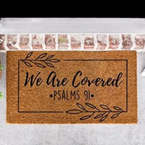 We are Covered Psalms 91 Psalms 91 Religious Gifts Door Mat Welcome Mat Christian Housewarming Gift Psalms 91 Doormat Inspirational Machine Washable Shoe Mat Porch Decor 16x24 Inches