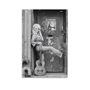 jnia dolly parton vintage black and white poster poster canvas 90s wall art room aesthetic posters 12x18inch(30x45cm)
