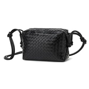zovyron women woven purse small crossbody bag, weave quilted purse square shoulder bag woven bag with detachable strap