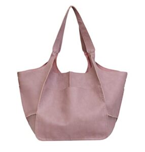 2022 oversized womens handbag pu soft leather shoulder tote extra big travel hobo large capacity satchel (pink)
