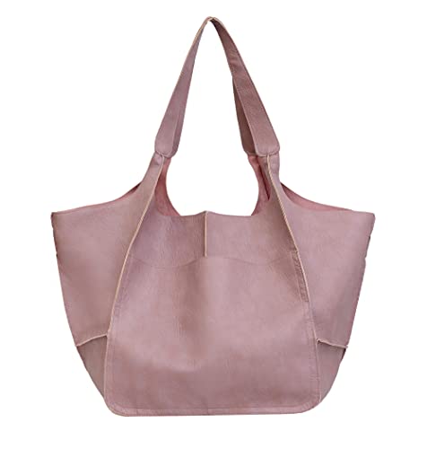 2022 oversized womens handbag pu soft leather shoulder tote extra big travel Hobo large capacity Satchel (pink)