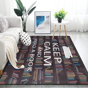 oueoty retro bookshelf keep calm and read a book area rug rugs for living room bedroom 4x5ft/48x60in/120x153cm