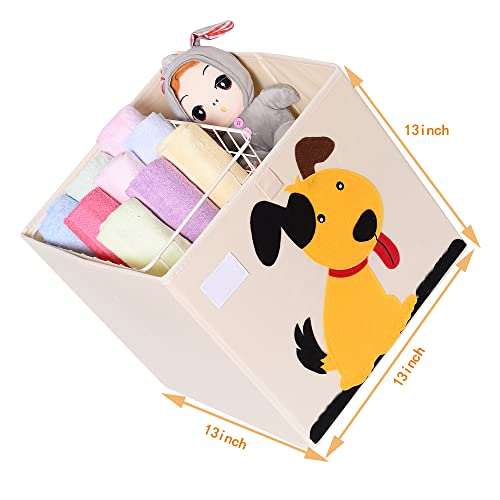 XINHONGYU Foldable Animal Fabric Toy Box Collapsible 13 Inch Cube Storage Bin/Cube/Chest/Basket/Organizer 13x13