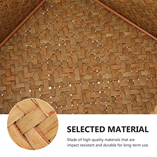 Straw Storages Baskets With Lid: Handwoven Wicker Storage Bins Square Household Organizer Boxes Shelf Wardrobe Organizer Case for Desktop Home Decoration