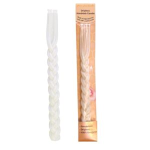 havdalah candle – non-drip and smokeless white beeswax havdalah candle – multi wick candle, handmade braided shabbat candle – 10” long by never-drip