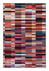 natolia decor area rug for bedroom/kitchen/hallway/dining/living room rugs, geometric/abstract/vintage/oriental rug, machine washable, pet friendly, non slip, small 3×5 rug, multicolor