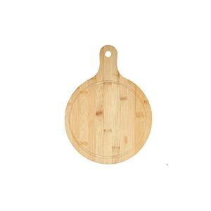 gulruh wood cutting boards for kitchen, round solid wood cutting board for family, with juice trough, easy-to-grip handle, size:33cm*25cm