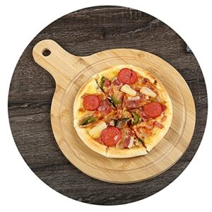 GULRUH Wood Cutting Boards for Kitchen, Round Solid Wood Cutting Board for Family, with Juice Trough, Easy-to-Grip Handle, Size:33cm*25cm