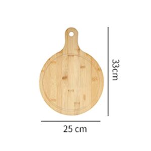 GULRUH Wood Cutting Boards for Kitchen, Round Solid Wood Cutting Board for Family, with Juice Trough, Easy-to-Grip Handle, Size:33cm*25cm