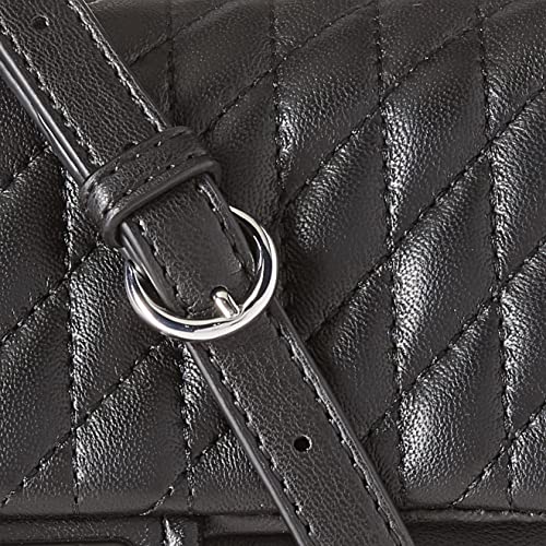 Karl Lagerfeld Paris Womens Agyness Quilted Flap Crossbody, Black/Silver, One Size US