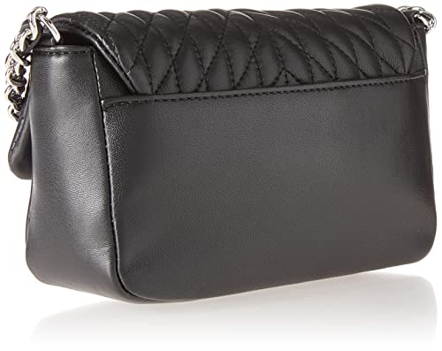 Karl Lagerfeld Paris Womens Agyness Quilted Flap Crossbody, Black/Silver, One Size US