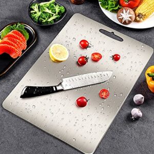 GULRUH Wood Cutting Boards for Kitchen, 304 Stainless Steel Cutting Board Household Kitchen Rectangular Board