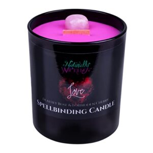naturally wicked spellbinding candle | scented crystal spell candle | inc unique candle gift box (love)