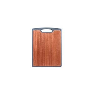 gulruh wood cutting boards for kitchen, cutting board for kitchen, double-sided chopping board with handle- stainless steel and plastic for meat vegetable fruit-juice grooves with easy grip handles –