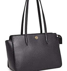 Tory Burch Women's Robinson Pebbled Small Tote, Black, One Size