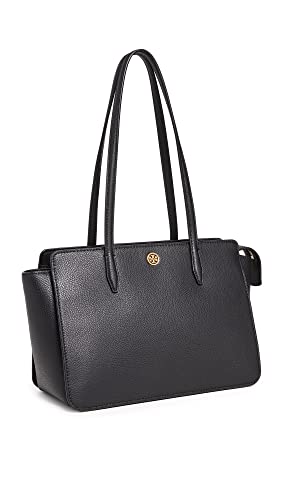 Tory Burch Women's Robinson Pebbled Small Tote, Black, One Size