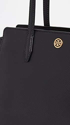 Tory Burch Women's Robinson Pebbled Small Tote, Black, One Size