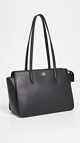 Tory Burch Women's Robinson Pebbled Small Tote, Black, One Size