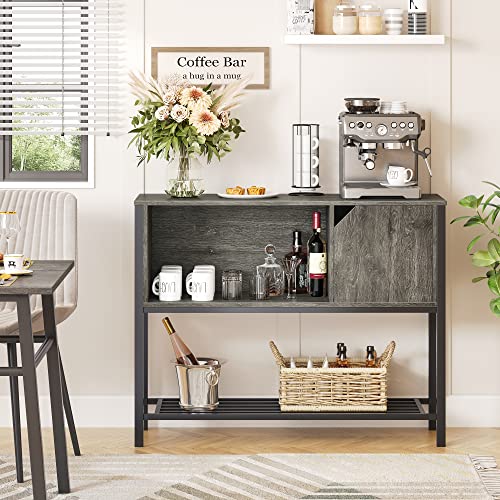 Bestier Kitchen Sideboard with Storage for Coffee bar Bundle with 31" Industrial Floating Shelving Kitchen Wall-Mounted Shelf with Towel Bar