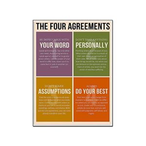 Art Poster Vintage Four Agreement Poster Canvas Print Canvas Painting Wall Art Poster for Bedroom Living Room Decor 16x20inch(40x51cm) Unframe-Style-1