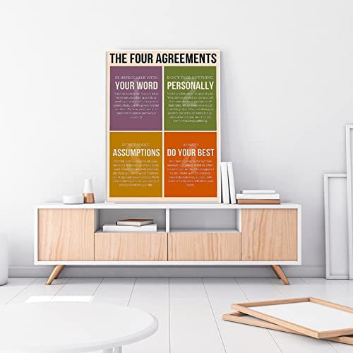 Art Poster Vintage Four Agreement Poster Canvas Print Canvas Painting Wall Art Poster for Bedroom Living Room Decor 16x20inch(40x51cm) Unframe-Style-1