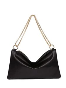 verdusa women’s satin evening handbag shoulder bag purse black one-size
