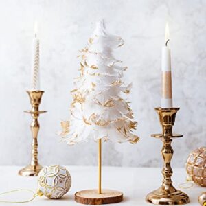 Viyffo 12 Inch White Taper Candles with Gold Leaf, Dripless Tapered Candle Up to 9 Hour+ Burning Time, Unscented and Smokeless Handmade Gift for Events, Dinner, Home Decor, Christmas, Advent