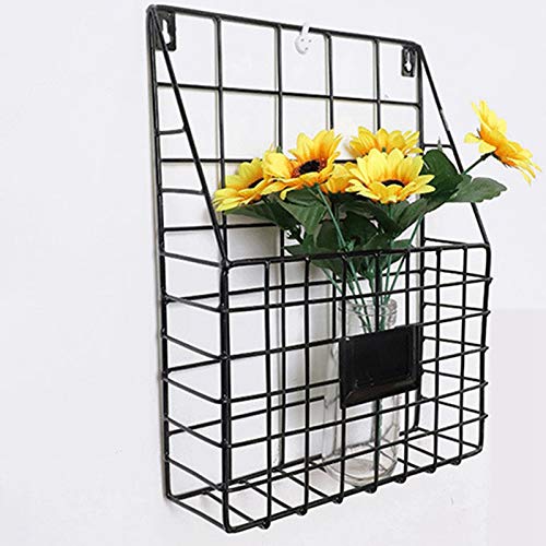 EYHLKM Simple Iron Grid Book Shelf Home Wall Decoration Wall Newspaper Magazine Storage Shelf Wall Shelves Wrought Iron (Color : OneColor)