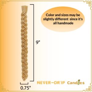 Never-DRIP Havdalah Candle - Dripfree and smokefree Beeswax Havdalah Candle - Multi Wick Candle, Handmade Braided Shabbat Candles, Jewish Gifts (9 Wick - 2pk)