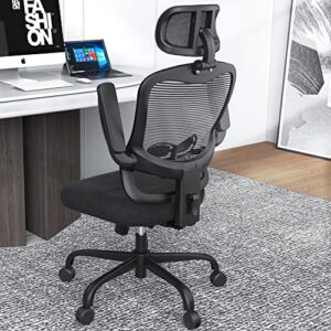 staynow ergonomic office desk chair – mesh office chair with flip up arms & adjustable back height – comfortable computer task chairs with lumbar support for small spaces