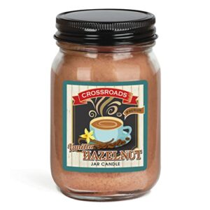 crossroads vanilla hazelnut, 12 ounce, pint candle jar