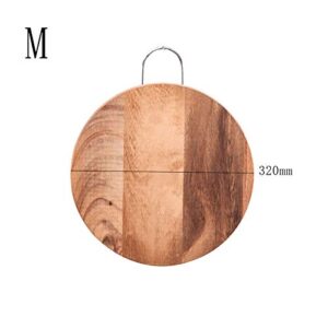 GULRUH Wood Cutting Boards for Kitchen, Kitchen Stuff Cutting Board Wooden Round Fruit Bread Steak Pizza Cutting Board Board Pot Cut Chess Piece Acacia Board Non-Stick and Durable Kitchen Tools (Size