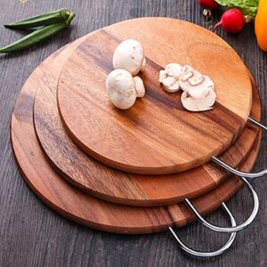 GULRUH Wood Cutting Boards for Kitchen, Kitchen Stuff Cutting Board Wooden Round Fruit Bread Steak Pizza Cutting Board Board Pot Cut Chess Piece Acacia Board Non-Stick and Durable Kitchen Tools (Size