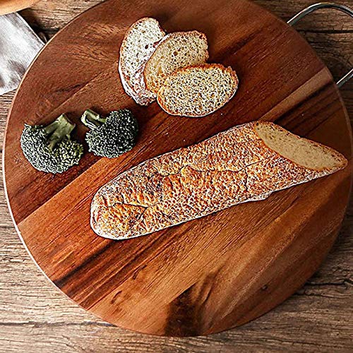 GULRUH Wood Cutting Boards for Kitchen, Kitchen Stuff Cutting Board Wooden Round Fruit Bread Steak Pizza Cutting Board Board Pot Cut Chess Piece Acacia Board Non-Stick and Durable Kitchen Tools (Size