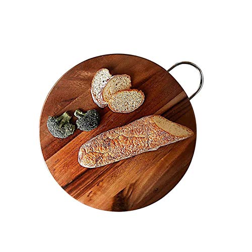 GULRUH Wood Cutting Boards for Kitchen, Kitchen Stuff Cutting Board Wooden Round Fruit Bread Steak Pizza Cutting Board Board Pot Cut Chess Piece Acacia Board Non-Stick and Durable Kitchen Tools (Size