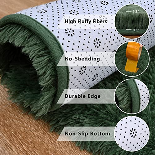 Jocovieh Soft Deep-Green Rugs for Bedroom, 4x6 Feet Fluffy Carpets, Indoor Modern Plush Area Rugs for Living Room Kids Girls Room, Non-Slip Shag Rug for Nursery Home Decor, Deep-Green