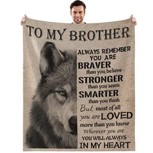 gifts for brother blanket – brother gift from sister – brother gifts – brother birthday gift – birthday gifts for men – soft flannel throw blankets for bed sofa couch travel beach (wolf, 50×60 in)