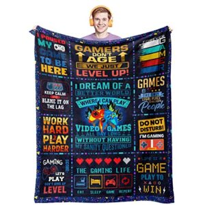 gamer gifts, gifts for gamers, gaming gifts blanket, cool gamer gifts for men teen boys boyfriend, video game gifts, best gamer gift ideas, gamer room decor gift, game lovers throw blanket 60″x 50″