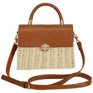 so’each women’s handbag wicker straw crossbody rattan bag boho crossbody bag beige