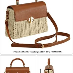 So'each Women's Handbag Wicker Straw Crossbody Rattan Bag Boho Crossbody Bag Beige