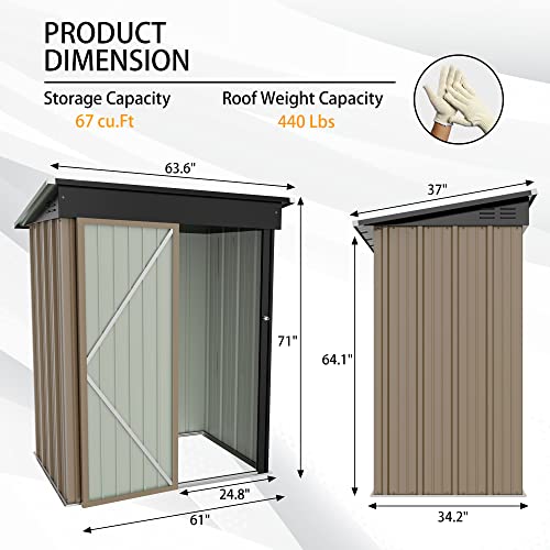 Rankok Outdoor Storage Shed 5X3 FT Small Outside Sheds & Outdoor Storage Anti-Corrosion Metal Shed Waterproof Outdoor Storage Cabinet Dog House with Door & Lock for Backyard Patio Lawn